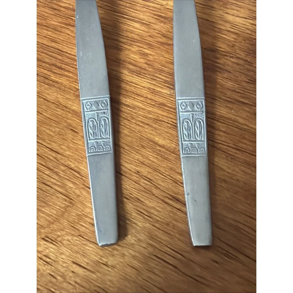 Amefa Holland Tulip Stainless Steel Flatware 4 Desert Spoon Piece Lot Vintage